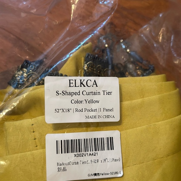 ELKCA S-Shaped Curtain Tier 1 Panel 52” X18” Yellow - Picture 5 of 5
